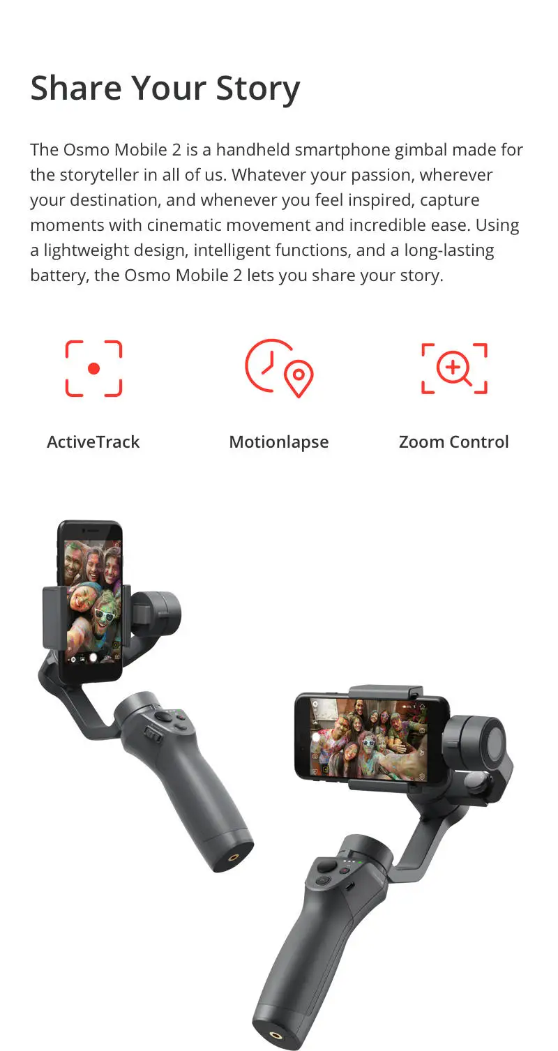 DJI Osmo Mobile 2 стабилизатор 3-осевой портативный монопод с шарнирным замком для смартфона Gopro Камера телефоны iPhone Xs 8(плавное воспроизведение видео/зум Управление