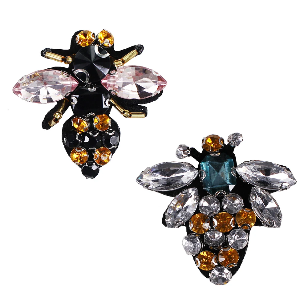 

20pieces DIY Small Beaded Rhinestones Bee Badge Diamond Applique for Shoes Bags Decorated Sewing Applique Accessories TH989