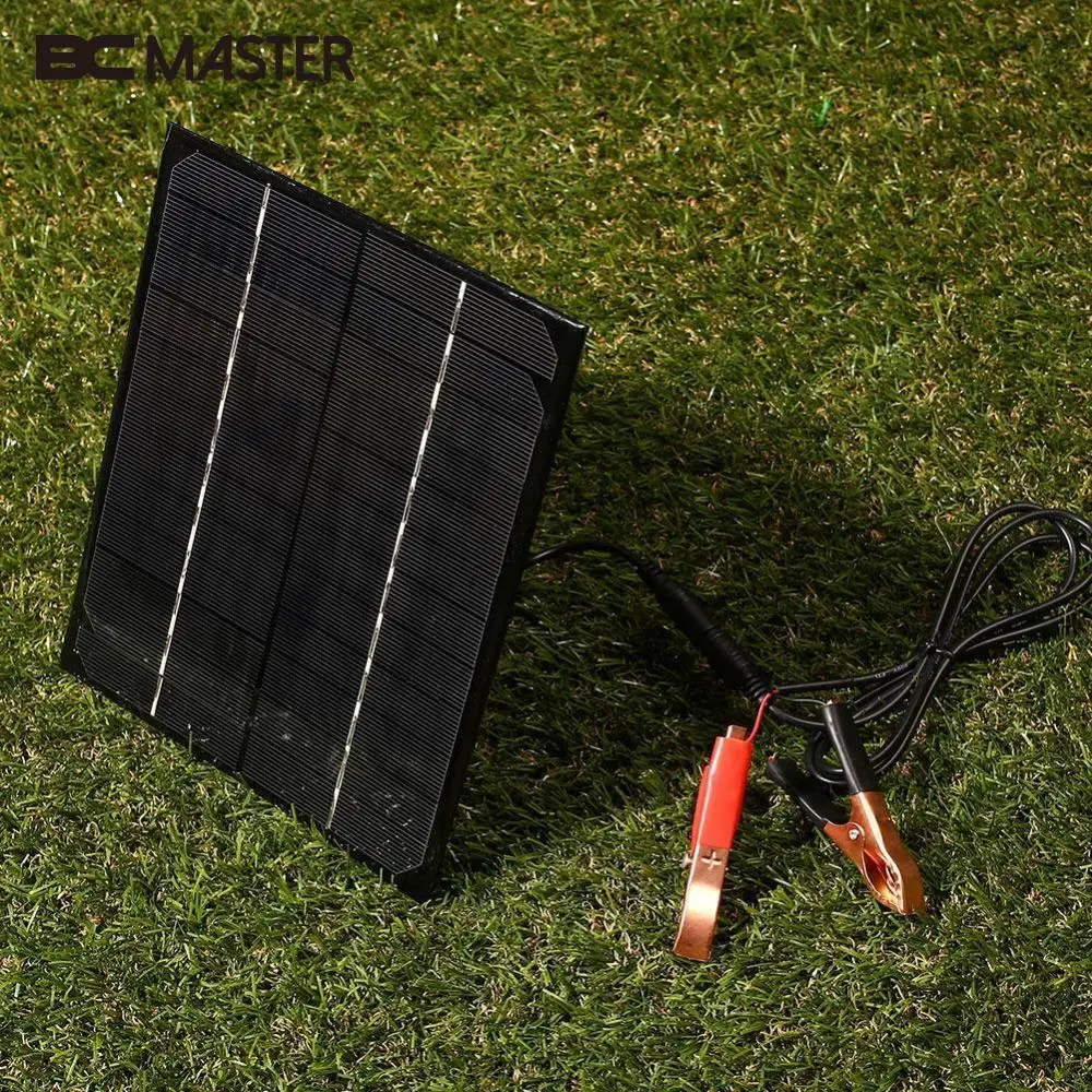 Cewaal Портативный 12 В 5,5 Вт солнечная панель банк питания DIY Солнечное зарядное устройство Внешний аккумулятор для автомобиля с зажимами под крокодила