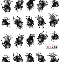 1X наклейки для ногтей черный паук Хэллоуин лакомство или трюк воды переводные наклейки на ногти SY1758