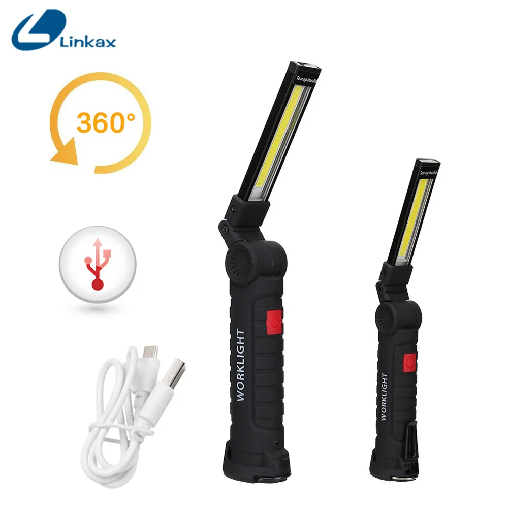 

Portable USB Rechargeable 5 Mode COB Flashlight LED Working Light Magnetic COB Torch Lanterna Hanging Hook Lamp Outdoor Camping