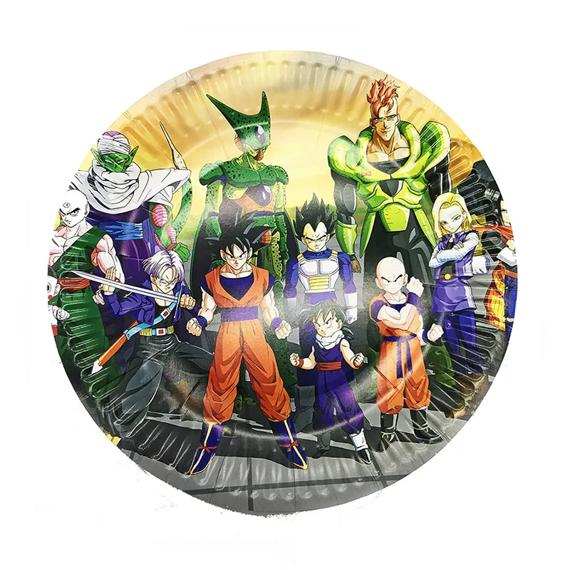 Dragon Ball Z Son Goku вечерние декоративные столовые принадлежности бумажный стаканчик, тарелка, тканевые Детские шары для душа, детские товары для дня рождения AH10