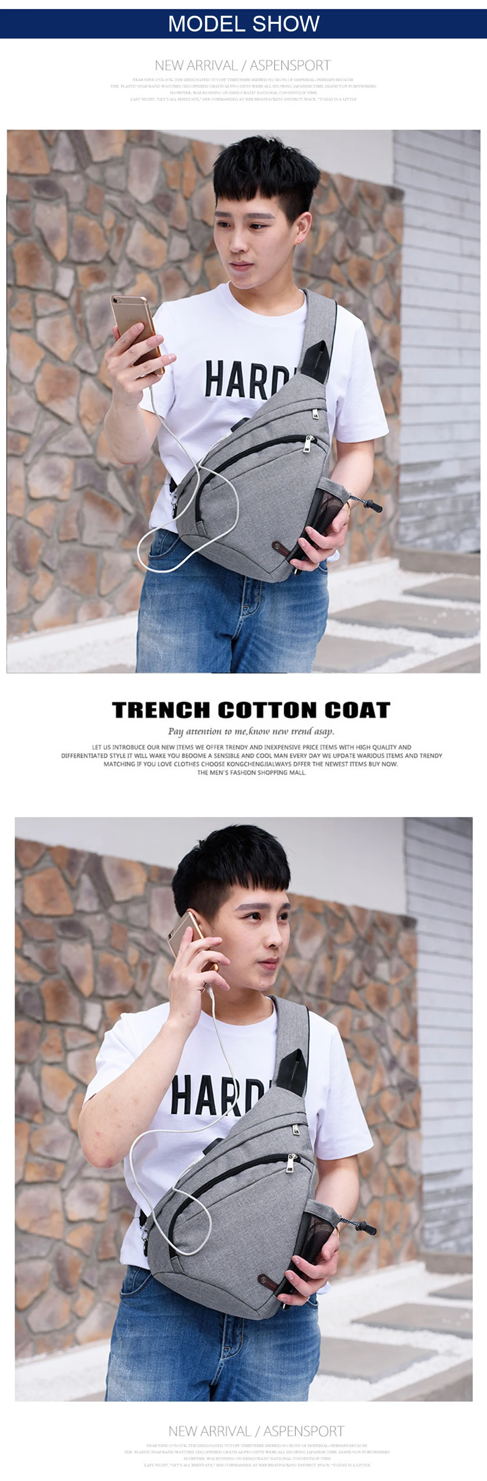 Mens Chest Bag Crossbody Shoulder Bags Women Bagpack Male Messenger Back Packs Cross Body USB Charging Business School Sac Bolsa (18)