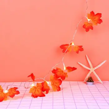 

String Lamps 2.1M 20 LED Maple Leaf String Lights Party Festival Decor Lamp with Remote Control Battery Case