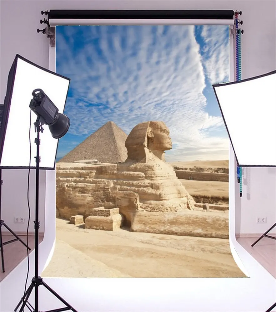 

Photography Backdrop Great Egypt Sphinx Blue Sky White Colud Nature Scene Photo Background