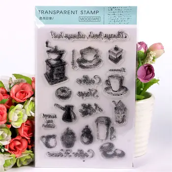Coffee machine pattern Transparent Clear Silicone Stamp/Seal for DIY scrapbooking/photo album Decorative clear stamp sheets