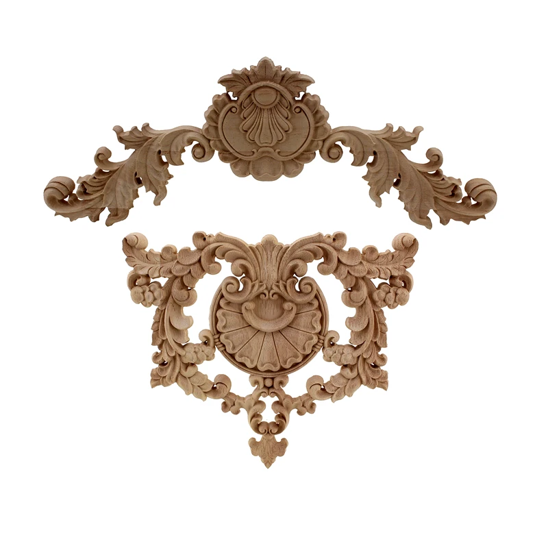 VZLX WSHYUFEI Flower Carving Natural Wood Appliques For Furniture