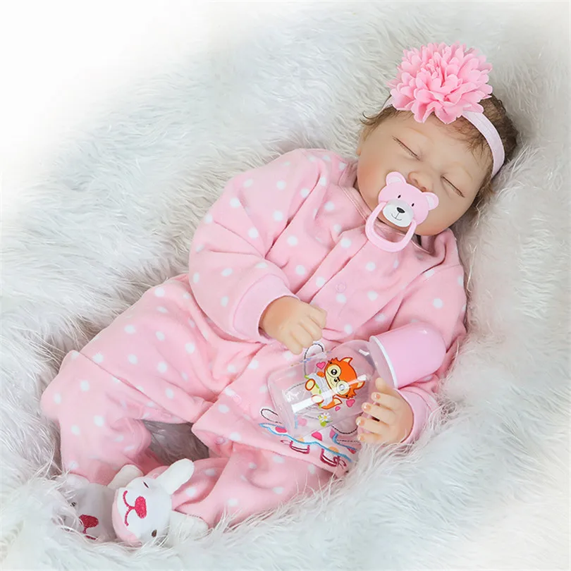 

2017 New Design Silicone Dolls Pacifier Pink Clothes Realistic House Play Brinquedo Education Sleeping Simulation Baby Doll