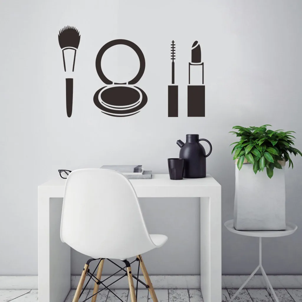 Makeup Wall Sticker For Girl Room Removable PVC Wall Decal Bathroom