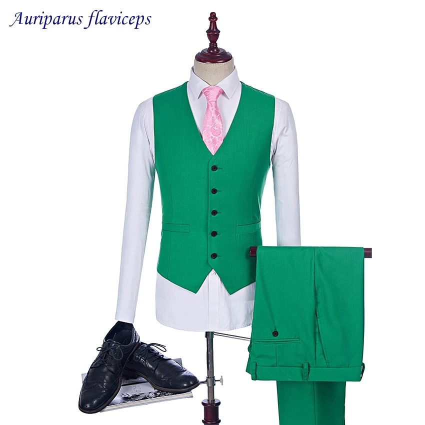 Green 3 Suit Style For Man Peaked Lapel Groom Tuxedos And Groomsman Suit (jacket+Vest+pants)