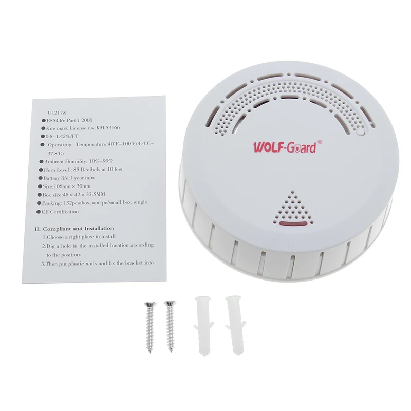 

NEW WOLF-Guard YG-03 Wireless Smoke Alarm Detector For Home Security Alarm System High Sensitive