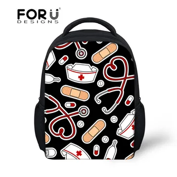 

FORUDESIGNS Children's Backpack School Bags for Girls Cute Nurse Love Pattern Kindergarten School Satchel Baby Kids Backpacks
