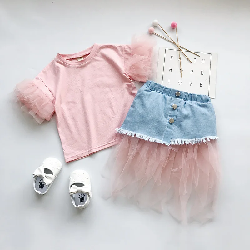 

Summer Kids Clothes Girl Cotton Dress lol Party Lace Elsa Clothes lol Suprise Denim Tulle Girls Short Sets Vetement Enfant Fille
