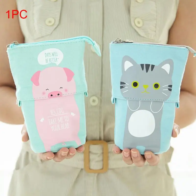 

Gift Girls Boys Cute Multifunctional Retractable Holder Zipper Pencil Case Stationery Pen Box School
