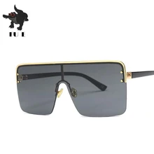 FU E Новые квадратные негабаритные квадратные модные солнцезащитные очки женские полуоправы роскошные солнцезащитные очки с покрытием мужские UV400 Oculos De sol