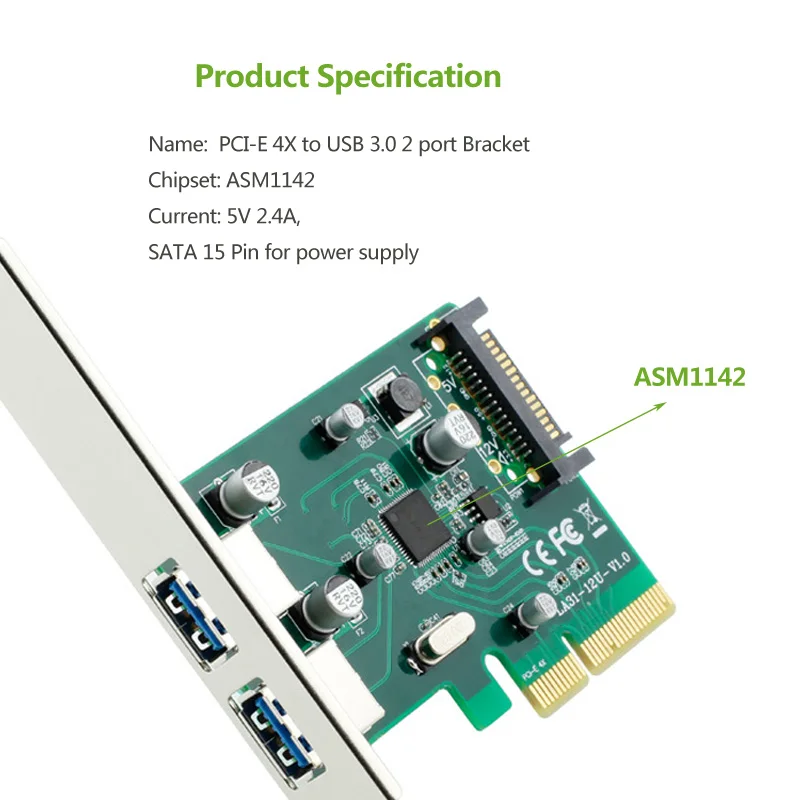 ULT-Best 2 puertos USB 3,0 a PCI Express controlador tarjeta soporte pci-e 4x a USB3.0 añadir en tarjetas adaptador