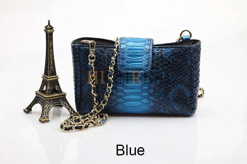 Luxury Handbag Designer Bags For Women Leather Clutch Purse Chain Serpentine Ladies Shoulder Messenger Bags Sac A Main - Цвет: Blue