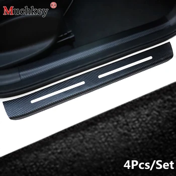 

For Toyota Tundra Car Door Sill 4D Carbon Fiber Stickers Car Sill Protector Scuff Plate Auto Accessories 4pcs Car-Styling