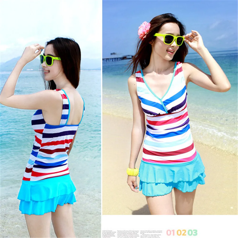 

The new swimsuit women's flat-skinned body skirt Shu Shu was thin Slim small chest gather bubble hot spring swimwear