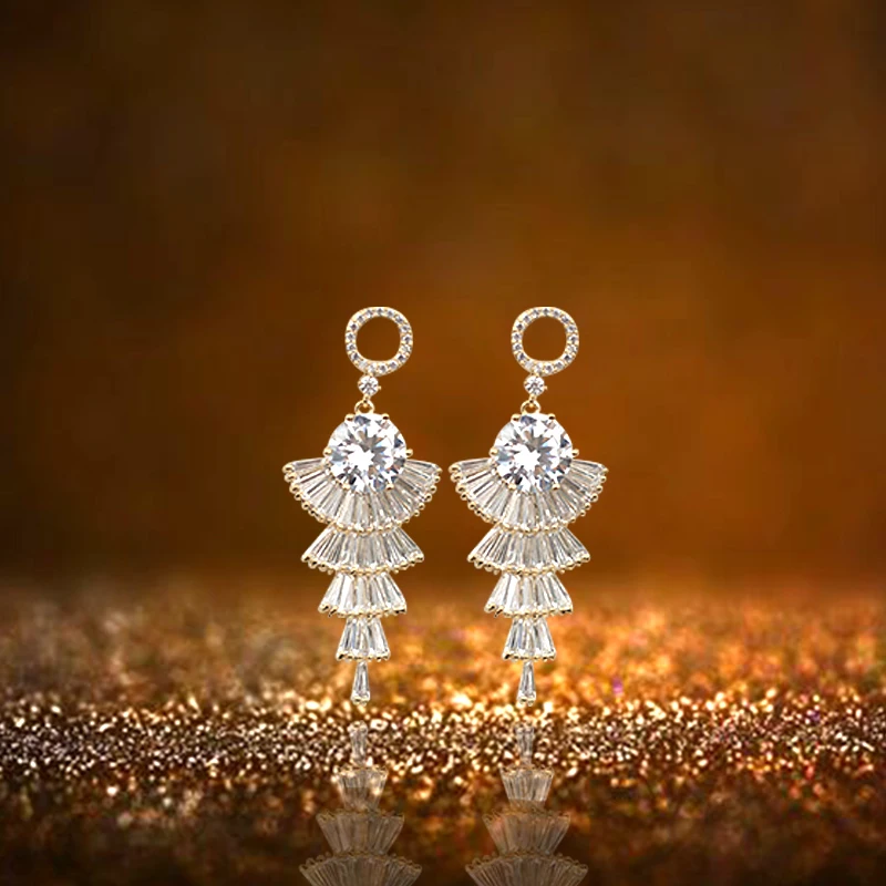

MADALENA SARARA AAAA CZ zircon inlay Women earrings Two colors silver gold optional Fashion drop Dangle earrings