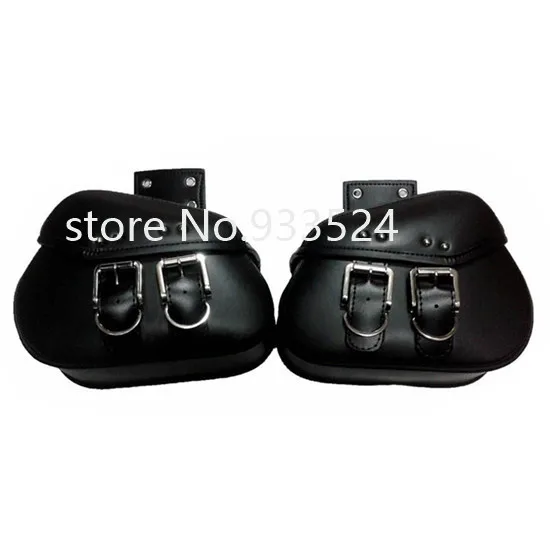 

Pair Black PU Leather Saddle Bags Motorbike Panniers Luggage Bags Motorcycle