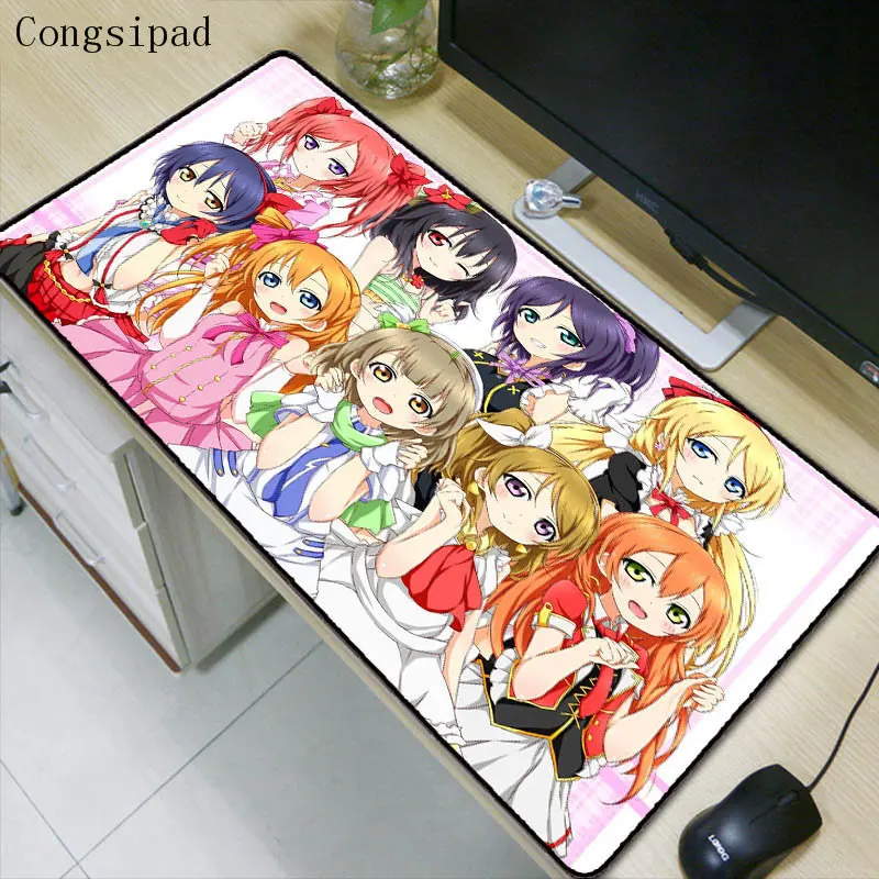 Congsipad Anime Love Live School Rubber Muismat Gaming Large Locking Edge Mouse Pad 900*400*3MM  Mousepad for Mause Pad Gamer
