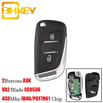 

BHKEY 2Buttons New style Remote Car key 433Mhz ASK For Citroen C1 C2 C3 C4 C5 Berlingo Picasso For Peugeot (CE0536 VA2)
