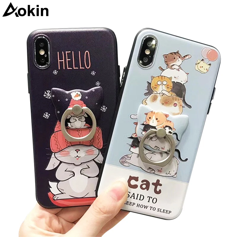 Aokin Cute Cat Phone Cases for iPhone X Case Cool Rabbit