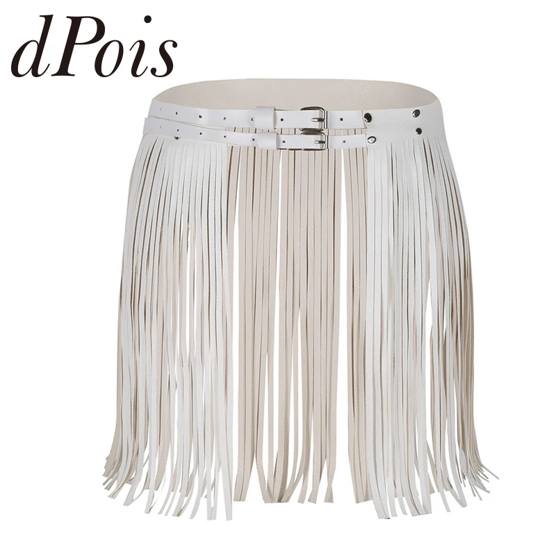 

Sexy Women Adjustable Faux Leather Waistband Fringe Tassel Skirt Belt Female Nightwear Nightclub Party Performance Summer Skirts
