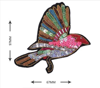 

Good quality India silk embroidery sequin patches,Bird sequins cloth patch, sticker for clothing