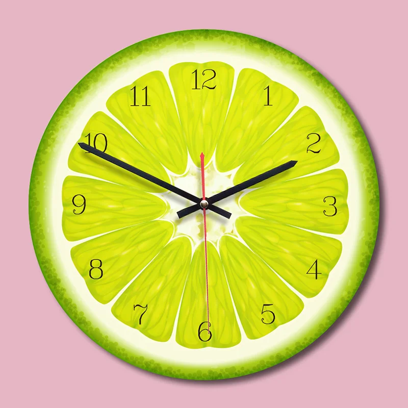 Fashion Circular Silent Wall Clocks Acrylic Fruit Style Needle Clock