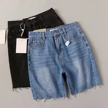 Высокая уличная Высокая талия Hurr Hem прямое длины до колена джинсовые винтажные шорты короткие брюки сексуальные летние женские короткие джинсы