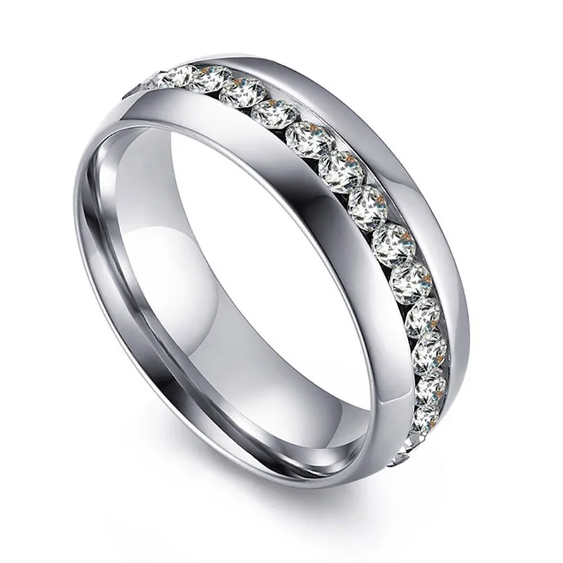 Modyle 2019 New Fashion Engagement Rings for Women Men Jewelry Lover's 6MM Stainless Steel Wedding Bands Ring Wholesale