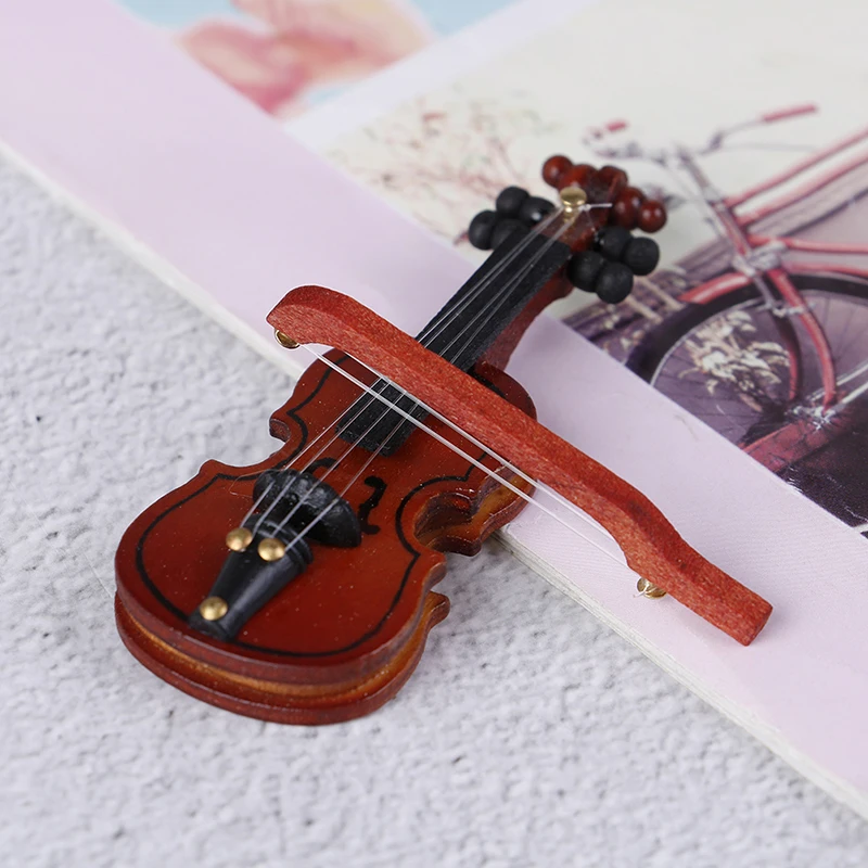 1 шт., деревянная мини-скрипка, кукольный домик, декоративный миниатюрный музыкальный инструмент, сделай сам, украшение для дома, детский подарок, 6,2*2,4 см