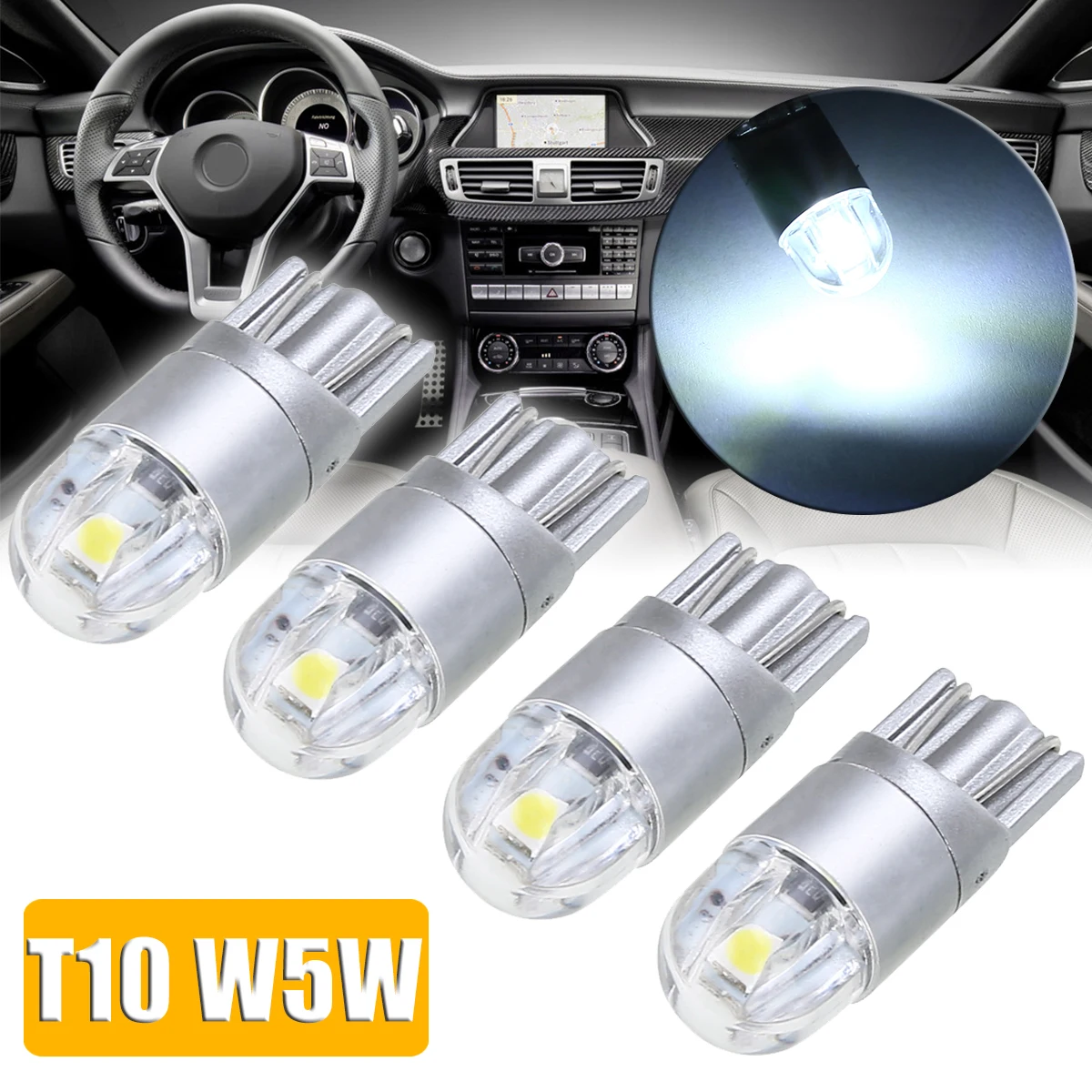

4pcs/set T10 W5W 168 2LED Car Interior Reading Light Lamp White 6500K 12V Dashboard Lights