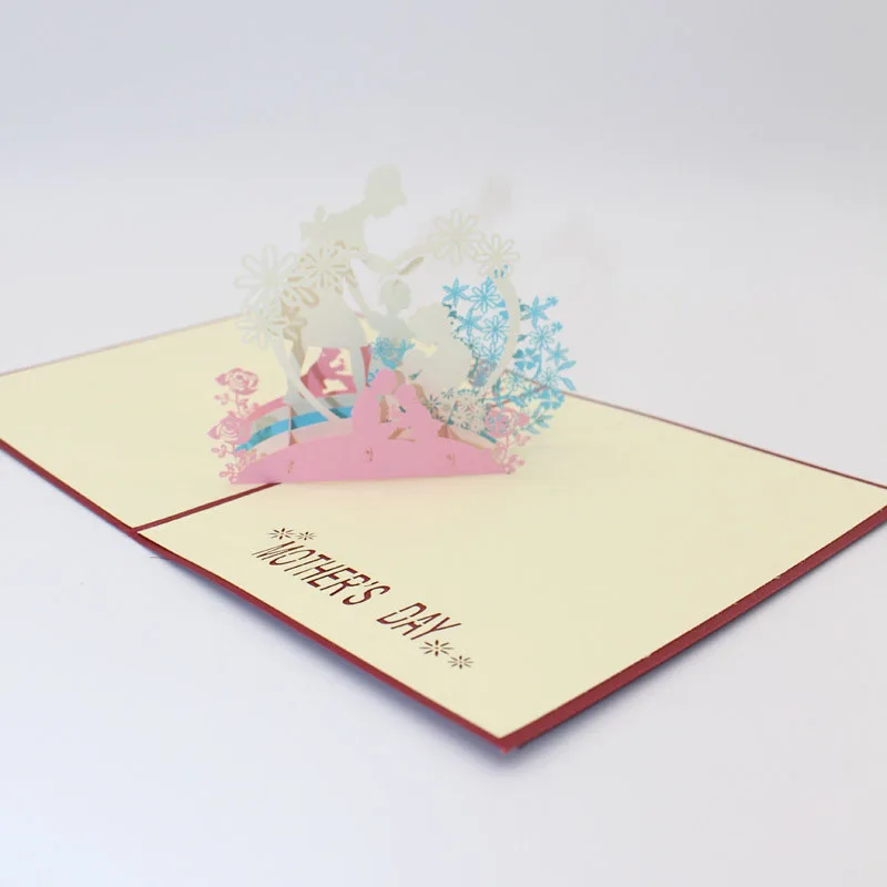  3D Laser Cut Handmade Sweet Mom and kids Paper Invitation Greeting Cards PostCard Thanksgiving Moth - 32803814399