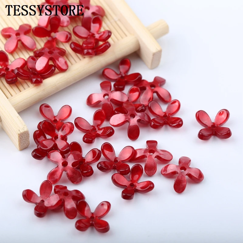 

10pcs Acrylic Acetate Four-leaf Clover Beads Small Flower Shape Spacer Beads For Jewelry Making Hairpin Bracelet Accessories