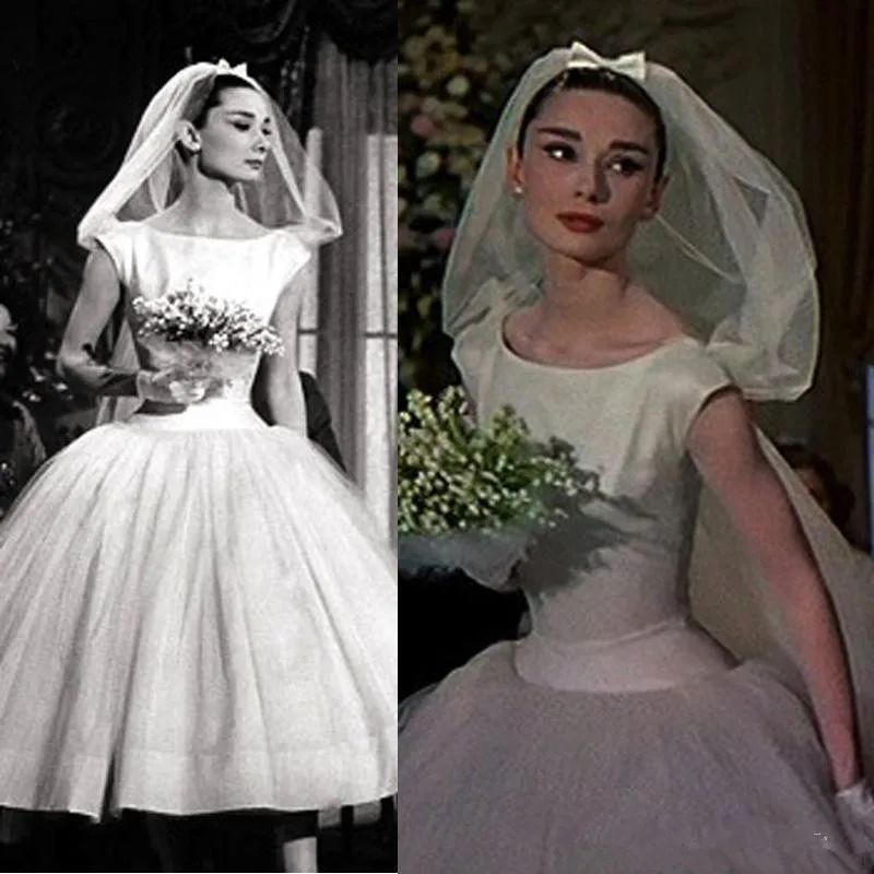 Vintage Wedding Dresses Vestido De Noiva Scoop Neck Cap Sleeve