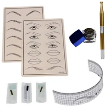 Новое поступление Перманентный макияж микроволокна бровей комплект татуировки ручка игла паста кожа линейка красота 161104