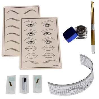 

2017 New Arrival Permanent Makeup Microblading Eyebrow Tattoo kit Pen Needle Paste Skin Ruler Beauty 161104