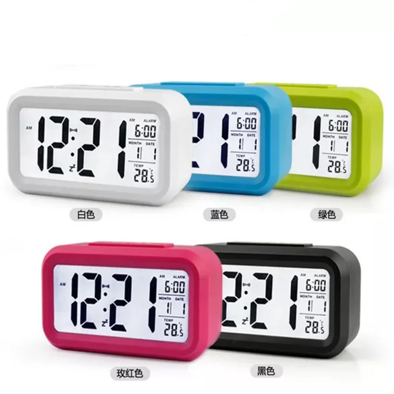 

Digital Alarm Clock Student Clock Large LCD Display Snooze Electronic Kids Clock Light Sensor Nightlight Office Table Clock