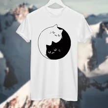 

Yin Yang Cats Kittens T-SHIRT Women T shirt Cotton Casual Funny Shirt For Lady White Gray Top Tee Hipster Girls Harajuku tshirt
