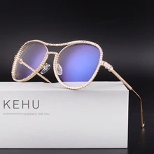 KEHU женские модные очки полный корпус Алмазная оправа ножки уникальный высокого качества очки со стальной оправой прозрачные линзы K9531