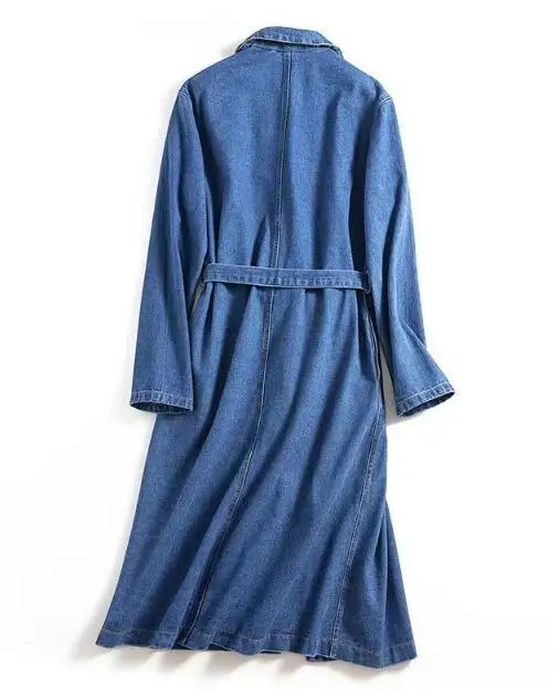 Long Kimono Survêtement Femmes Manteau De Revers Mi Denim Coupe Bleu Couchage Latérales Casual Ceinture Style vent Poches Vintage Trench H6qUXH