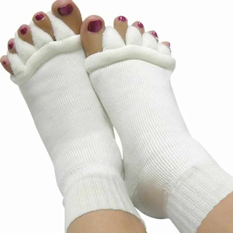 Image 1Pair Socks For Heels Toe Separators Fingers Massager Five Toe Socks Skin Care Foot Pain Relief For Woman Female Socks Pediture