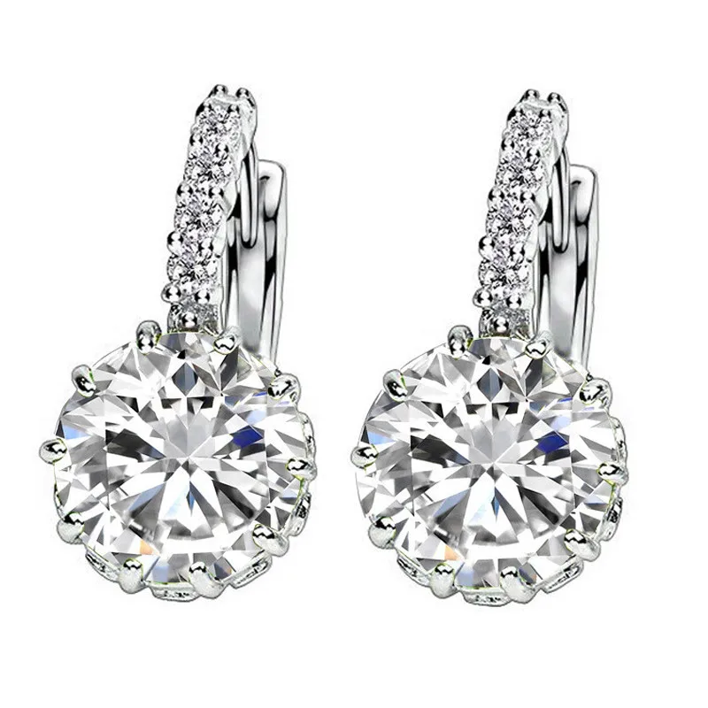 

Elegant Women Hoop Earrings Crystal Rhinestone Small Round Earring Silver Color Piercing Party Earrings boucle d'oreille femme