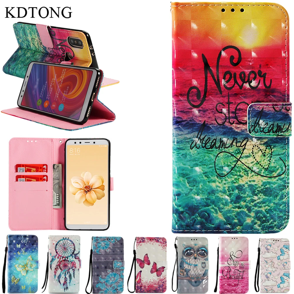 

KDTONG Case sFor Coque Xiaomi Mi A2 Case Luxury Flip Wallet Card Slot Leather Cover For Xiaomi Mi 6X Mi A2 Case Cover Capa