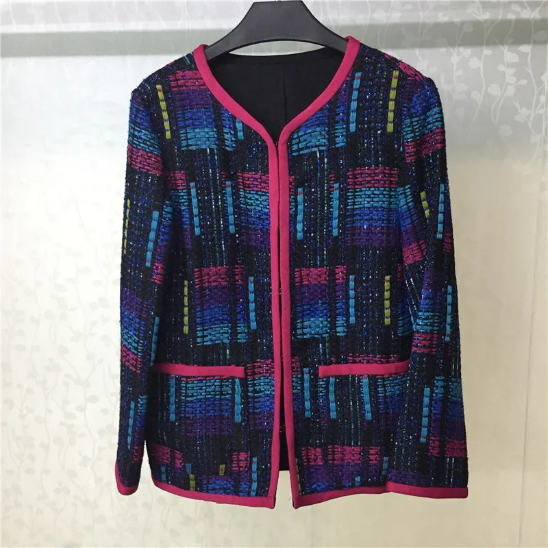 Твидовый жакет для женщин осенний длинный рукав o-образный вырез модное элегантное пальто Новая женская куртка