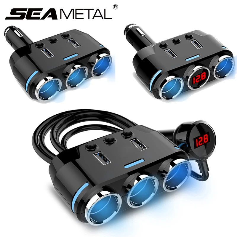 Accesorios adaptador de de coche 12 24V interruptor Auto cargador USB Socket coche encendedores de cigarrillos divisor voltaje LED macho|Encendedor| - AliExpress