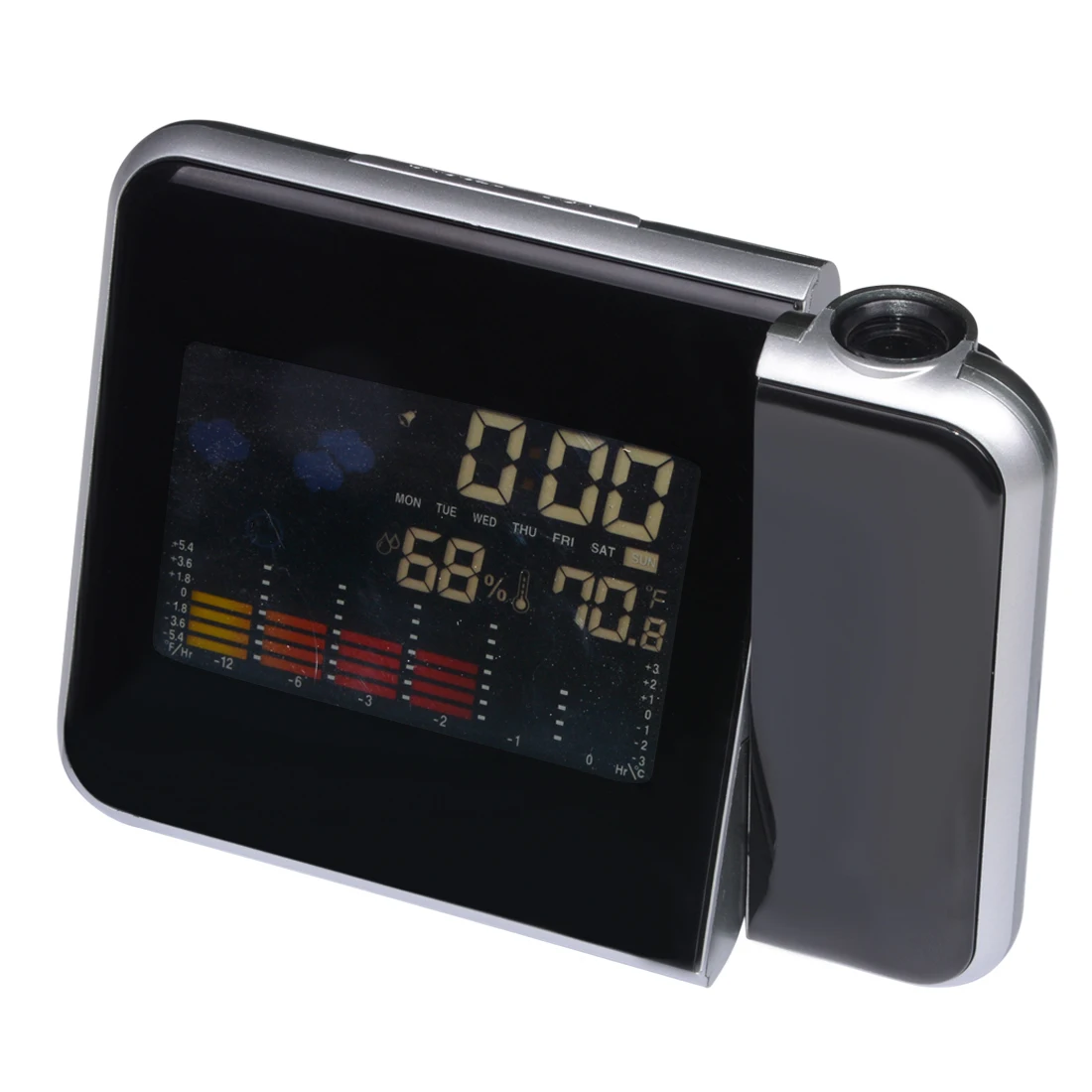 Цифровой проекционный Будильник Метеостанция с термометром влажности гигрометр/прикроватный будильник проектор часы - Цвет: Черный